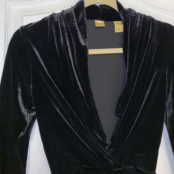 H&M black long sleeve velvet bodysuit - Picture 2 of 4